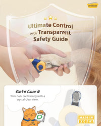 PETHROOM] Professional Dog Nail Clipper with Transparent Guard & Nail File | Adjustable Cutting Length (1-3mm) Sturdy, Durable Stainless Steel Blade | Nail Trimmer for Pets Avoid Overcutting