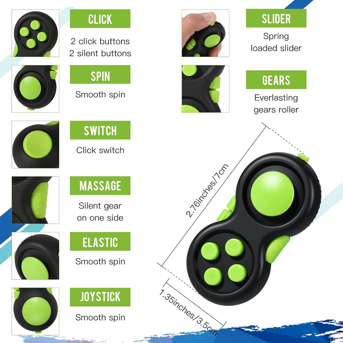 Gejoy 3 Pcs Fidget Toys Adults Set Silent - Black and Green - image 3