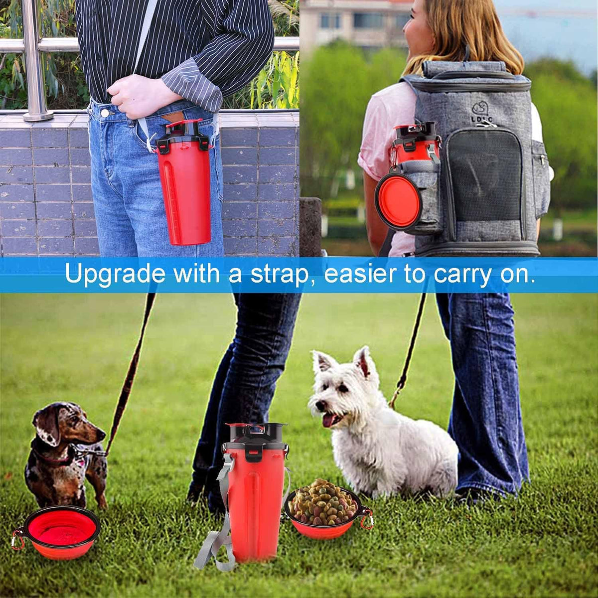 Dog Travel Water Bottle Collapsible Bowls - Red - image 2