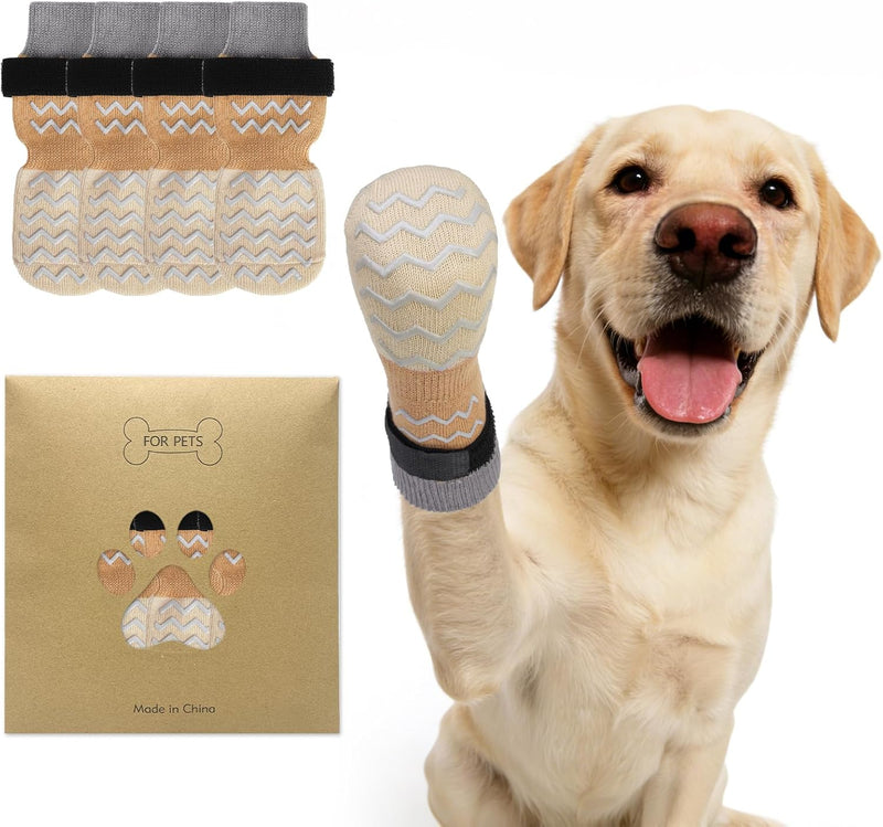 Dog Socks Shoes for Hot Pavement to Prevent Licking Paws - Beige / Extra Large (Paw Width: 3.5")