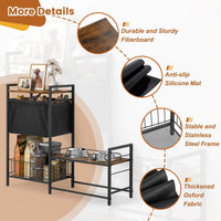 Elevated Dog Bowl Stand with Toy Bin Basket - Black&Brown / 2"-13.6"H/ 18.9"Dx9.45"W - image 4