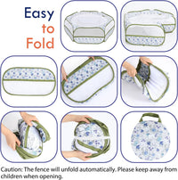 Pawaboo Small Animal Playpen, Waterproof Portable Pet Cage Tent - Blue + White Flower / 1 - image 2