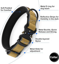 Plutus Pet Tactical Dog Collar, Reflective, Adjustable Heavy Duty Dog Collar, Soft Padded and Comfortable, for Small Medium and Large Dogs (Brown, XL)