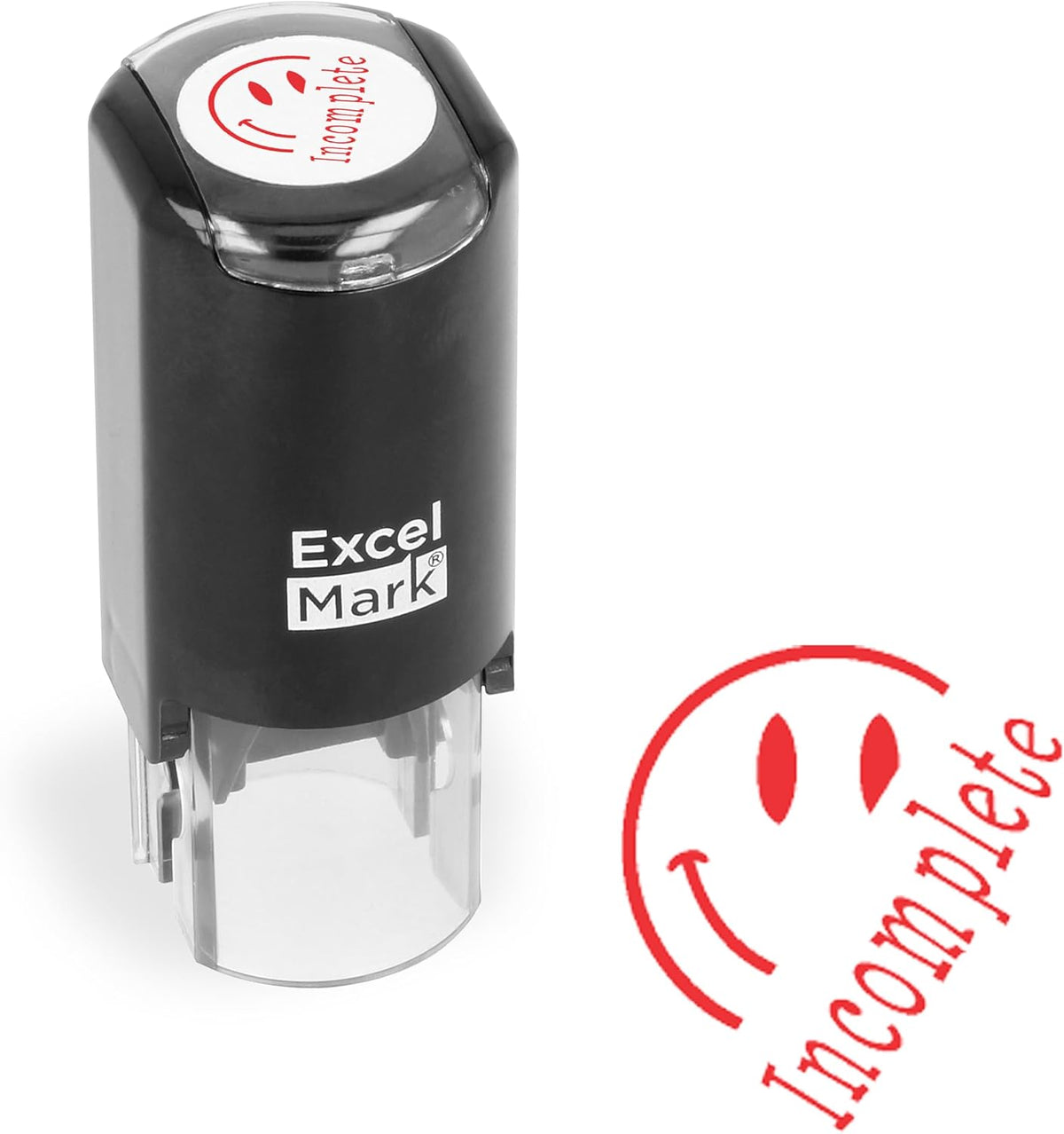 ExcelMark Round Teacher Stamp, RED Ink - INCOMPLETE
