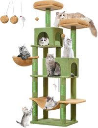 Taoqimiao Cat Tree, 67 in Tall Cat Tower with 2 Plush Cat Condos – Essentials for Cats - 67 inches / Cactus