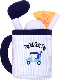 Baby Starters My First Golf plush play set in blue stripe with fabric bag, club, ball and flag - view 3