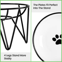 Ceramic Cat Bowls, Raised, Whisker Friendly - raised dish,2 pack / fishbone+cat paw - image 3