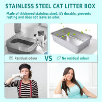 Stainless Steel Litter Box 2 Pack，Metal Litter Box - 2packs-XL-6" H - image 3