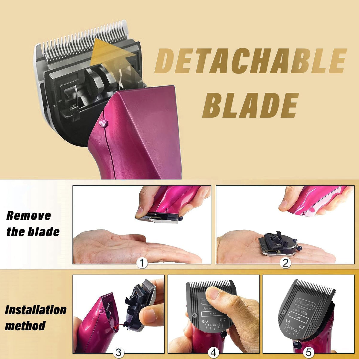 3-Pack 5-in-1 Replacement Blade Compatible with Wahl Animal Bravura - Black / 3 Pack - image 3