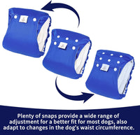 CuteBone Washable Dog Diapers Male with Snaps Reusable 3pcs a Pack - Buttons-Black&Grey&Blue / XS(9"-11") - image 2