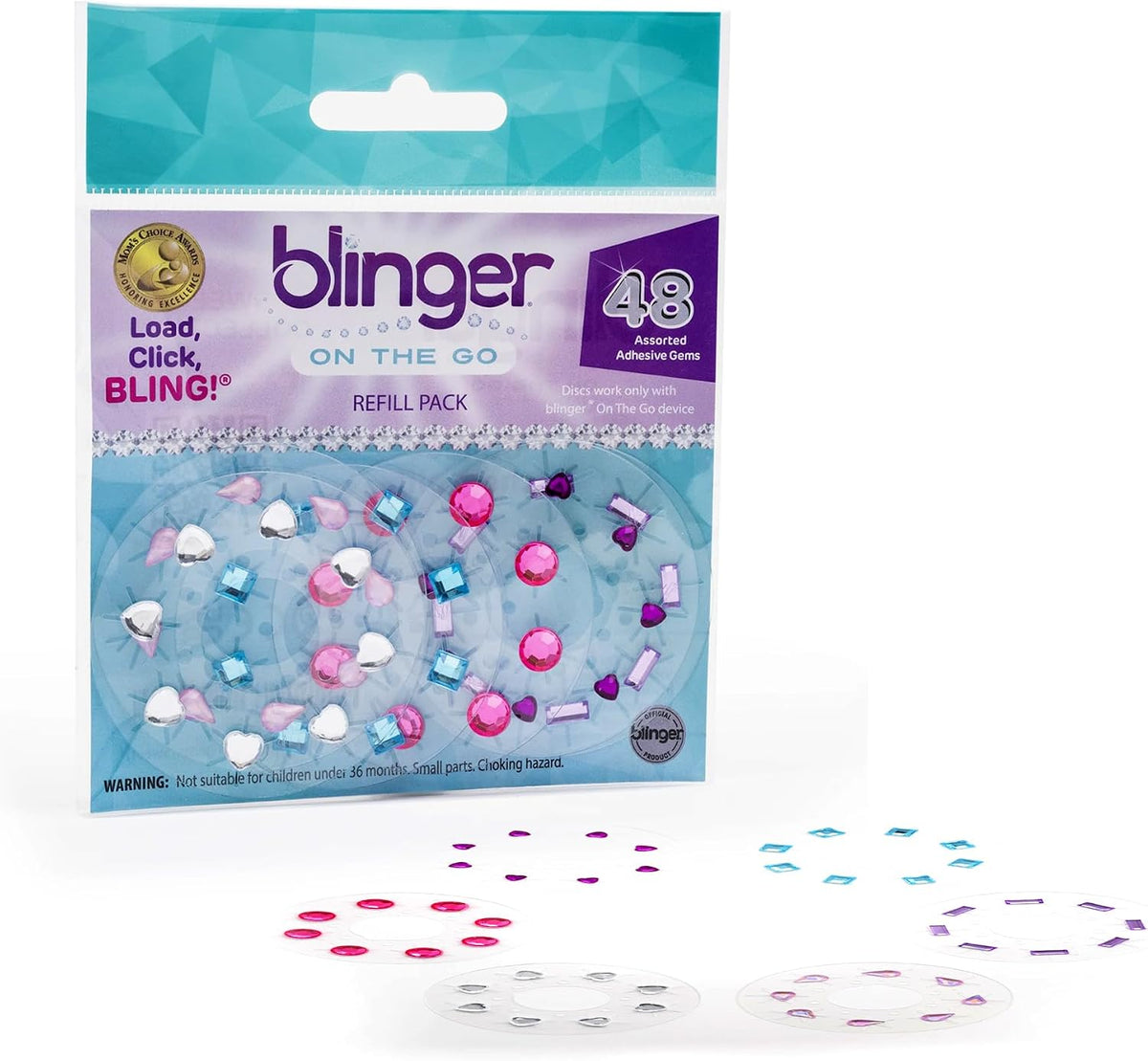 blinger mini starter set with clip-on gem styling tool and 10 mini rhinestone discs - view 3