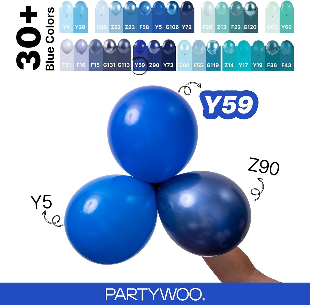 PartyWoo White Balloons 101pcs Matte White Latex Helium Balloons 12 - Blue-y59 - image 4