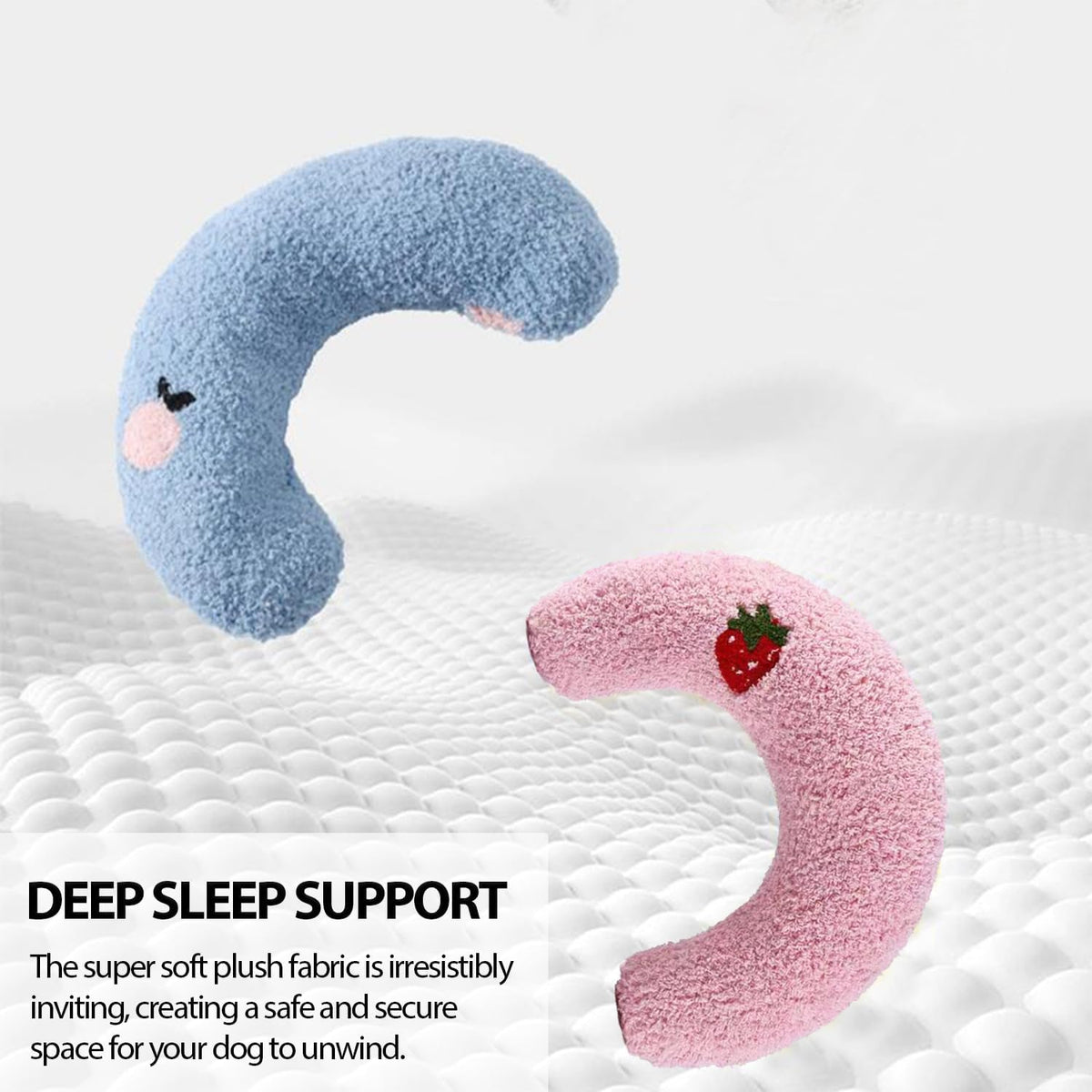 U-Shaped Calming Pillow for Cats and Dogs - Blue - image 4