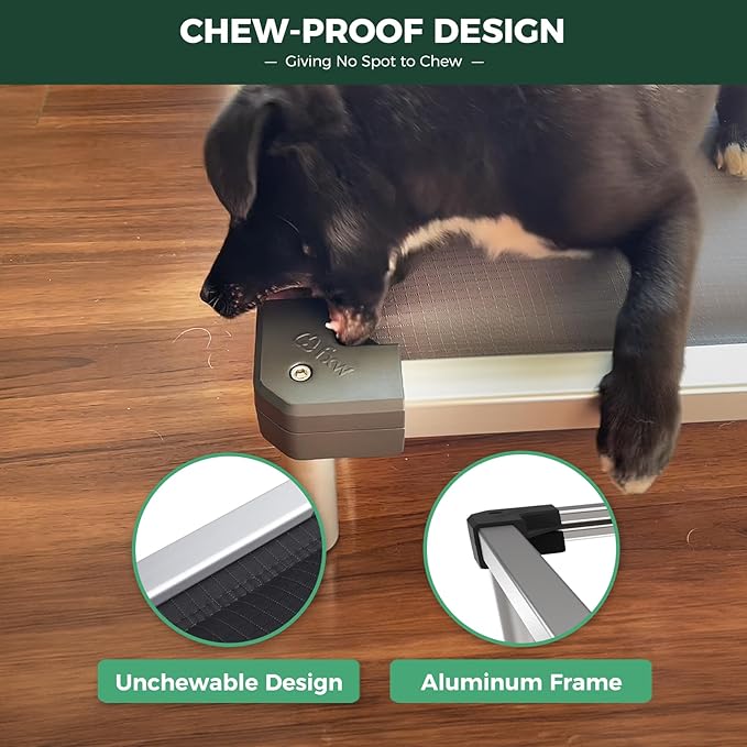 FXW TitanNest Chew-Proof Elevated Dog Bed, Raised Cot for Indoor/Outdoor/Camping Use, Durable & Washable Padded Pet Bed for Large Dogs, 50.0" L x 31.0" W x 7.3" H, Gray