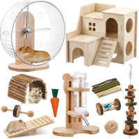 18 Pcs Hamster Cage Accessories Set with Hamster Wheel Maze House – Essentials for Small Pets - Fun Interactive Style