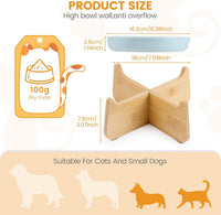 PETTOM Slow Feeder Cat Bowl Elevated Ceramic with Bamboo Stand - Green Fish - image 3