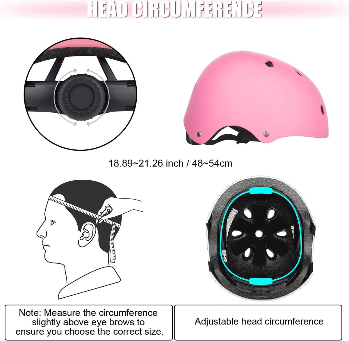 WayEee Kids Bike Helmet Set Knee Pads Adjustable Protective Gear - Pink / S(3-10years) - image 4