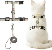 PUPTECK Adjustable Cat Harness and Leash Set Escape Proof Kitten - Small / Beige(Plaid)