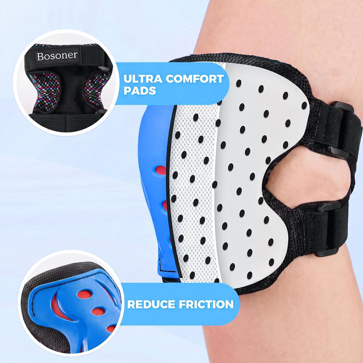 BOSONER knee pads for kids set with elbow pads and wrist guards - view 25
