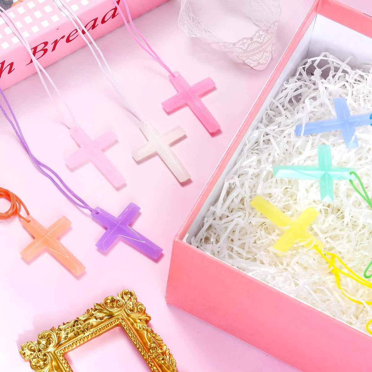104 Pack Crystal Cross Necklaces Bulk, VBS Prizes - 256PCS - image 4