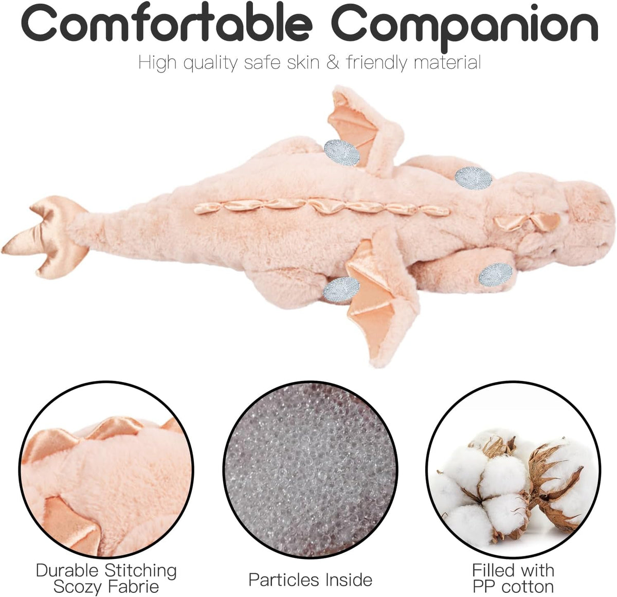 ARELUX Large 36in Cute Dragon Stuffed Animals Plush Toy Soft Matcha - Pink / 36inch - image 4