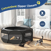 Small Animals Playpen, Waterproof Pet Tent with Zippered Top - Black - image 4