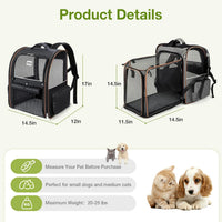 Cat Carrier Backpack, Expandable Pet Carrier with Sun Shade & Full Front Opening, Breathable Mesh - Black / XL-Mesh Window - image 2