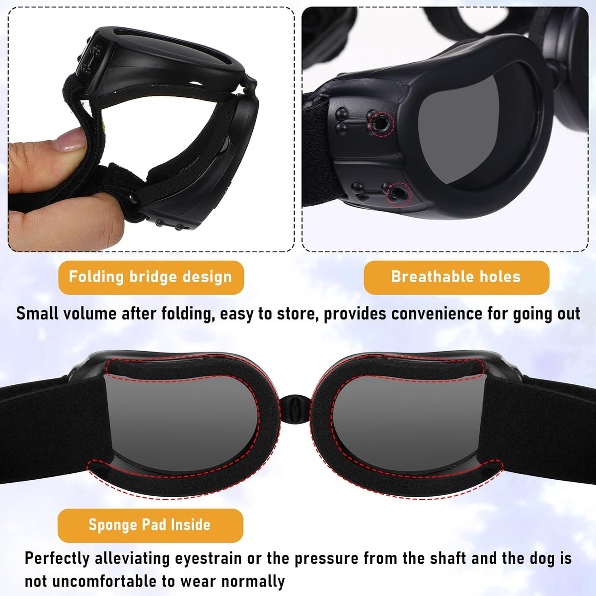 Frienda Dog Helmet and Goggles - M / Black - image 4