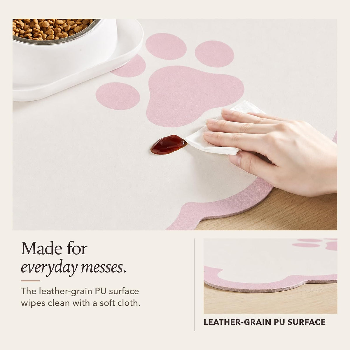 Scalloped Dog Feeding Mat, Beige White, 14" X 19” – Essentials for Dogs - Pink / 22"L x 17"W - image 3
