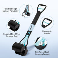 32" Long Handle Pooper Scooper with 30 Count Waste Bags – Essentials for Dogs - Blue / 26 Inch - image 4