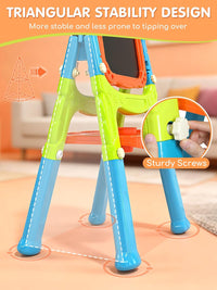 Lehoo Castle Easel for Kids 3-5, Magnetic Chalkboard Whiteboard – Fun for Kids & Family - Blue,Orange,Green - image 3