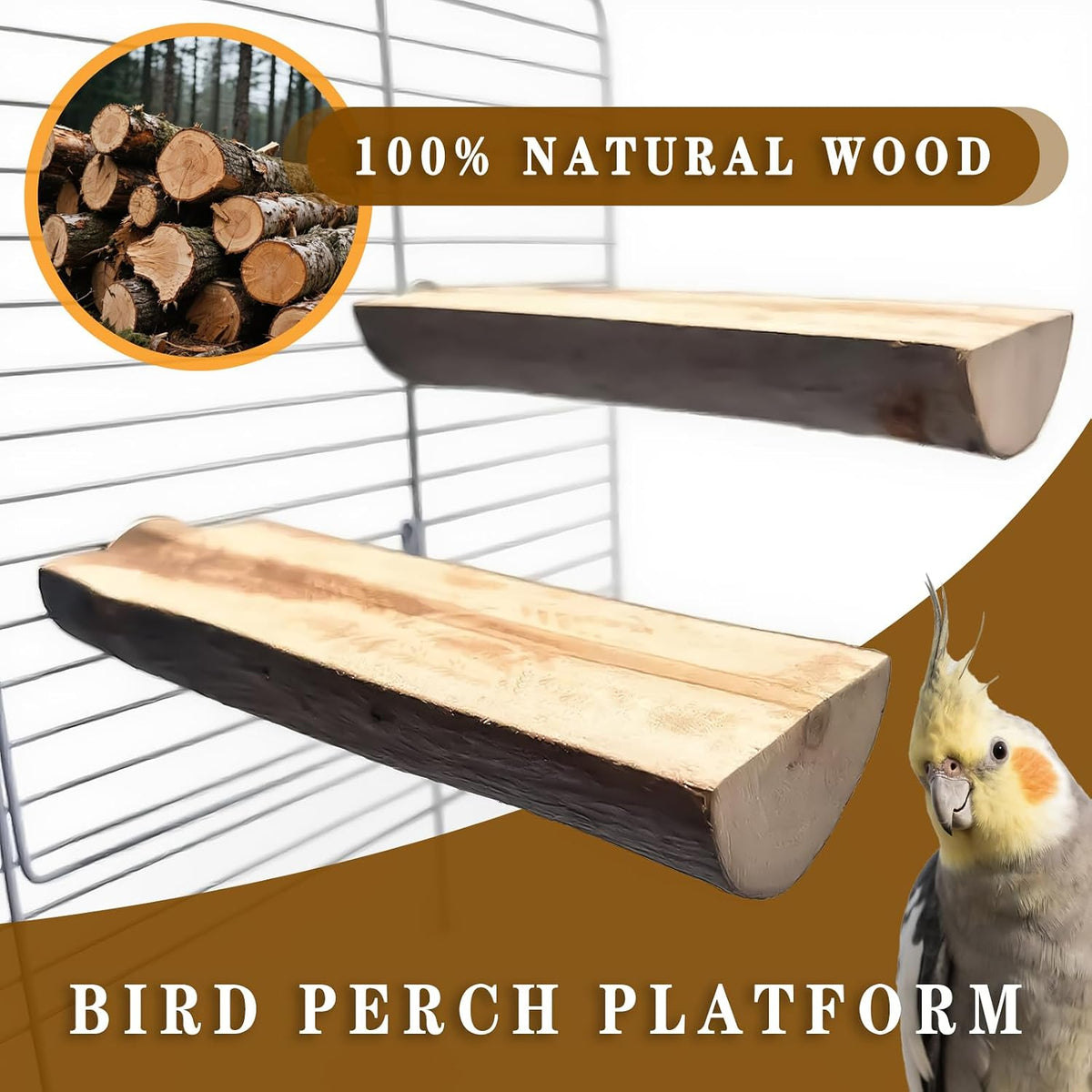 5Pcs Natural Wooden Bird Perch Set, Parrot Perch Toys - Brown / 5PCS-A - image 4