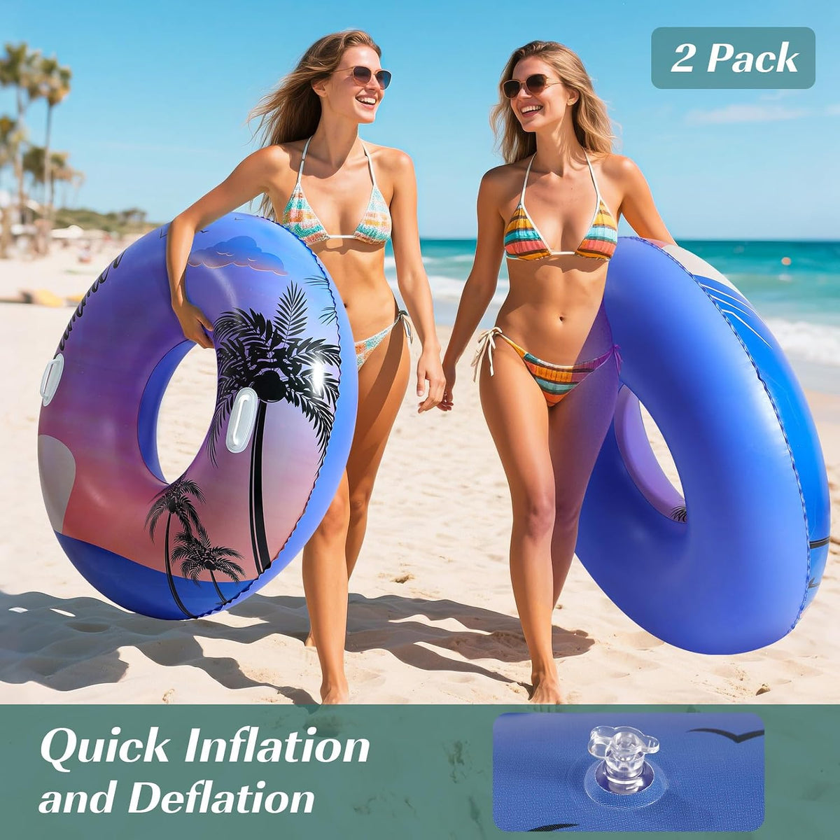 HeySplash Pool Floats, Inflatable Pool Floaties for Adults – Fun for Kids & Family - V-Purple Sunset-2pack - image 3
