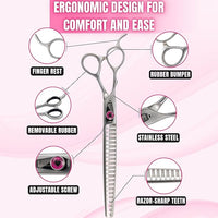 Kenchii Love Left Handed Dog Grooming Scissors, 22 Tooth Blender Shears, Dog Scissors for Grooming, Professional Pet Grooming Scissors, Ergonomic & Comfortable