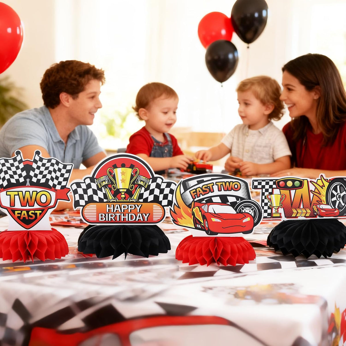 TONIFUL 1st Birthday Black Red Yellow Mouse Themed Table Centerpieces – Fun for Kids & Family - Race Two - image 4