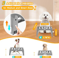 Elevated Bowls, 4 Height Adjustable Raised Stand With 2 Thick 50oz Stainless Steel Food Bowls - Grey / 6" for Small Dogs - image 2