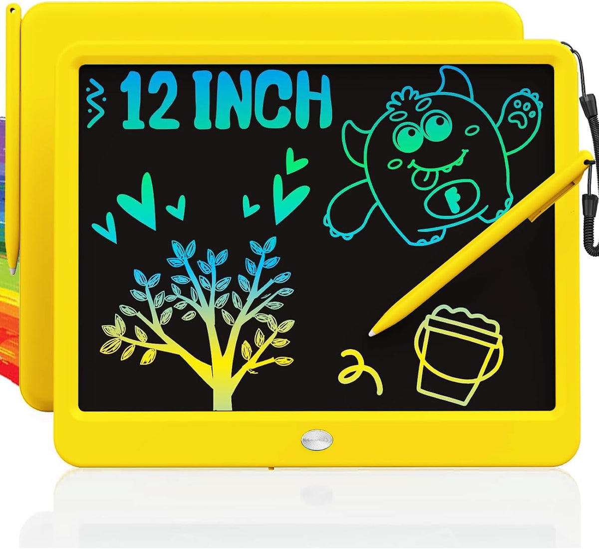TEKFUN LCD Writing Tablet for Kids, Mess Free Doodle Board - Yellow / 12 inch