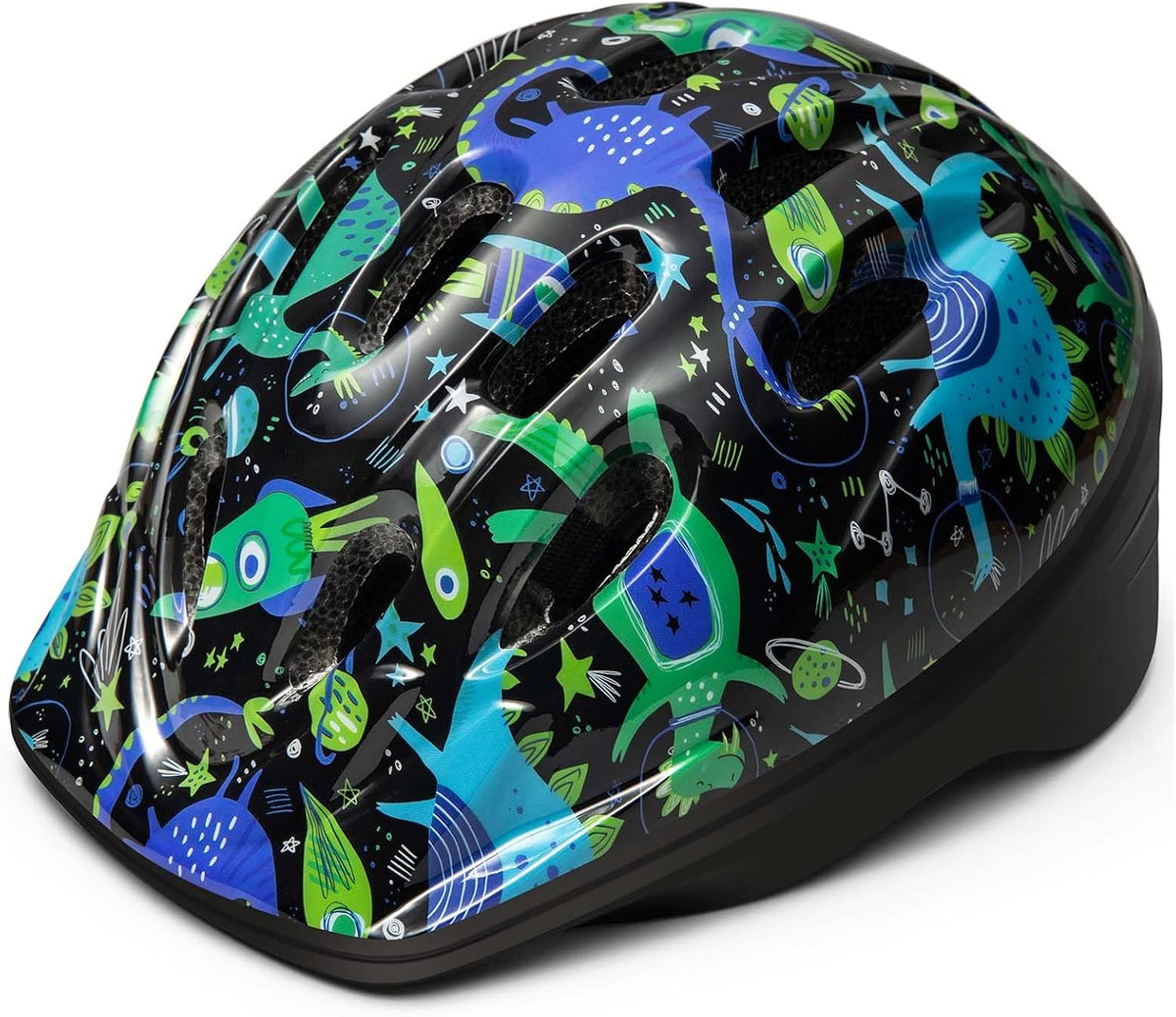 OutdoorMaster Toddler Helmet - A-Dinosaur Black / Small: 18.9-20.47 in. / 48-52 cm