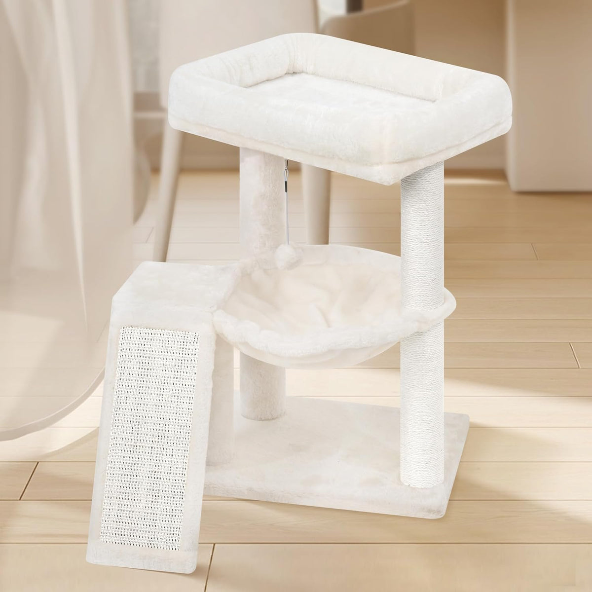 YOUPET Cat Tree with Cat Scratching Post for Indoor Cats - Beige / 25.59" - image 3