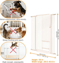 71" Extra Tall Cat Gate 29.5-40.6 Wide Pet gate with Small Cat Door - White / 55.11 inches SET A - image 2