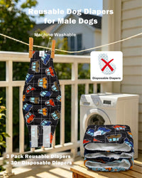 CuteBone Dog Belly Bands for Male Dogs Wraps Washable Doggie Diapers - Vintage Wheels / XS(9"-11") - image 3