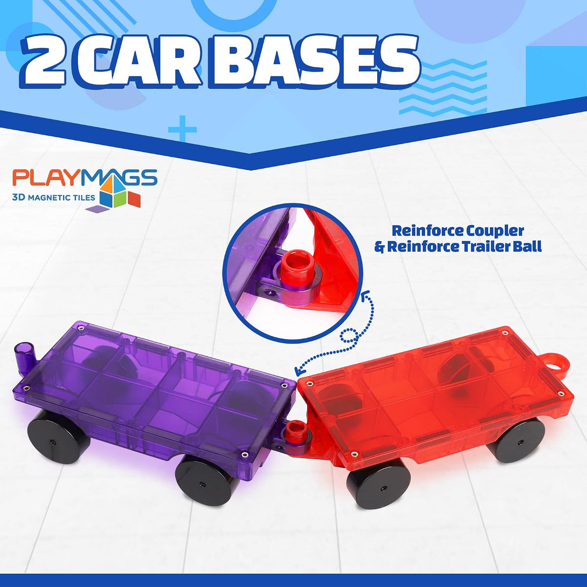 Playmags Large Magnetic Figures Community Set of 15 Pieces - 3. Add-On 2-Piece Car Set - image 3