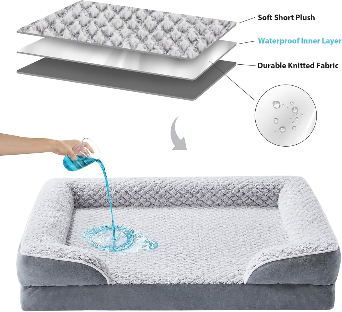 Washable Orthopedic Dog Bed - Grey / 45"L x 36"W x 7"TH - image 4