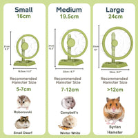 Hamster Wheel, Quiet Spinner Hamster Running Exercise Wheel with Adjustable Stand for Small Animals - Green / Small(6.3 inch) - image 4