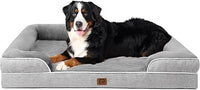 EHEYCIGA Orthopedic XL Dog Beds, Waterproof Memory Foam Dog Bed for Extra Large Dogs, Non-Slip Bottom and Egg-Crate Foam Big Pet Couch Bed with Washable Removable Cover, Grey