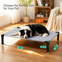 Elevated Outdoor Dog Bed, Raised Dog Bed with Steel Framed 42in – Essentials for Dogs - Grey / 42"L x 30"W x 8.5"H - image 2