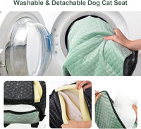 Dog Car Seat for Small Medium Dogs Up to 40lbs, Detachable Washable Soft Pet Booster Travel Bed for Front & Green Seat with Safety Leash Belt
