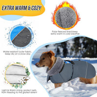 SlowTon Dog Winter Coat, 3 Layers Thick Warm Fleece Lining Dog Jacket – Essentials for Dogs - Large / Blue - image 3