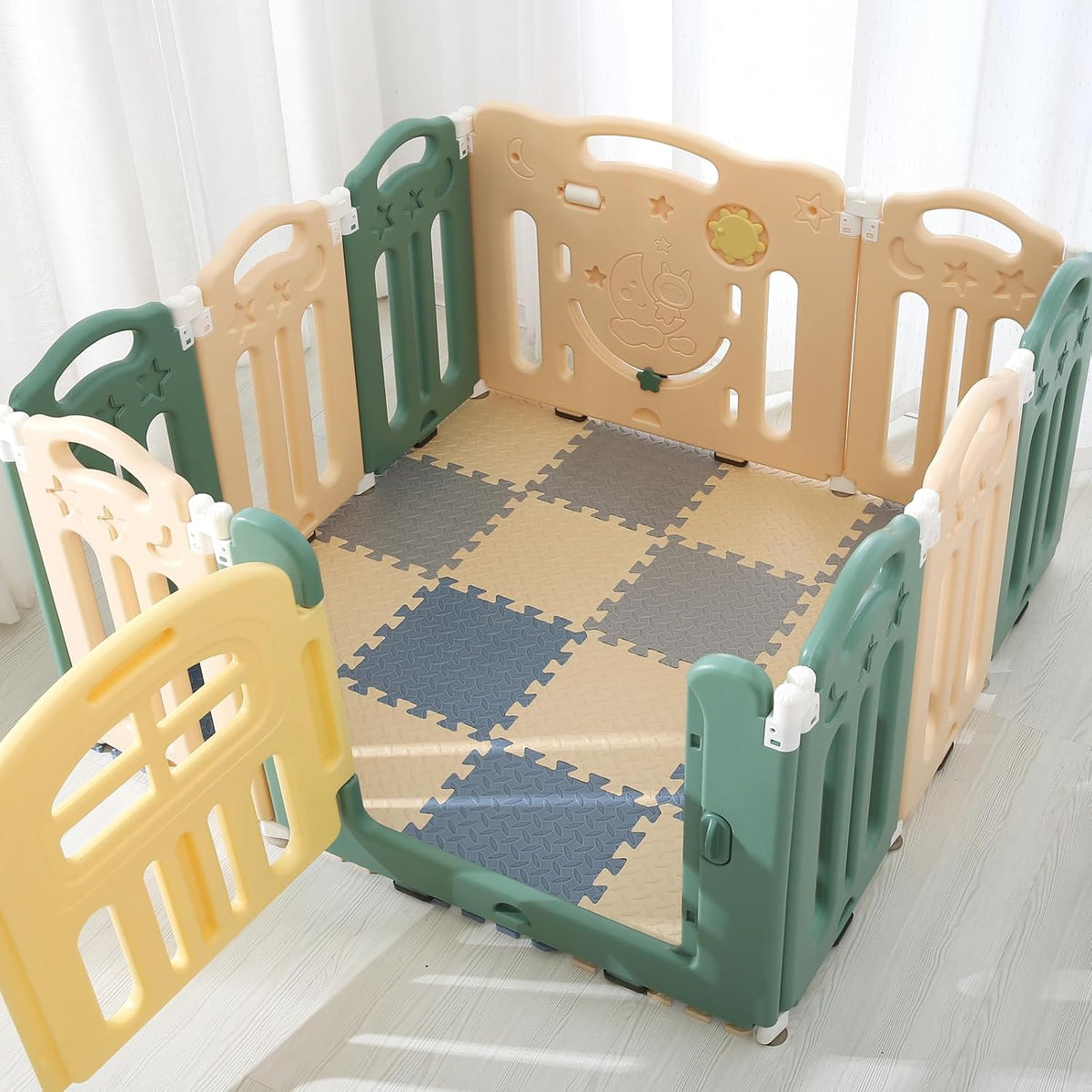 Foam Play Mat for Baby, Soft Non-Toxic Baby Playmat - Beige/Gray/Gray Blue / 16 Pcs/47.2*47.2 - image 4