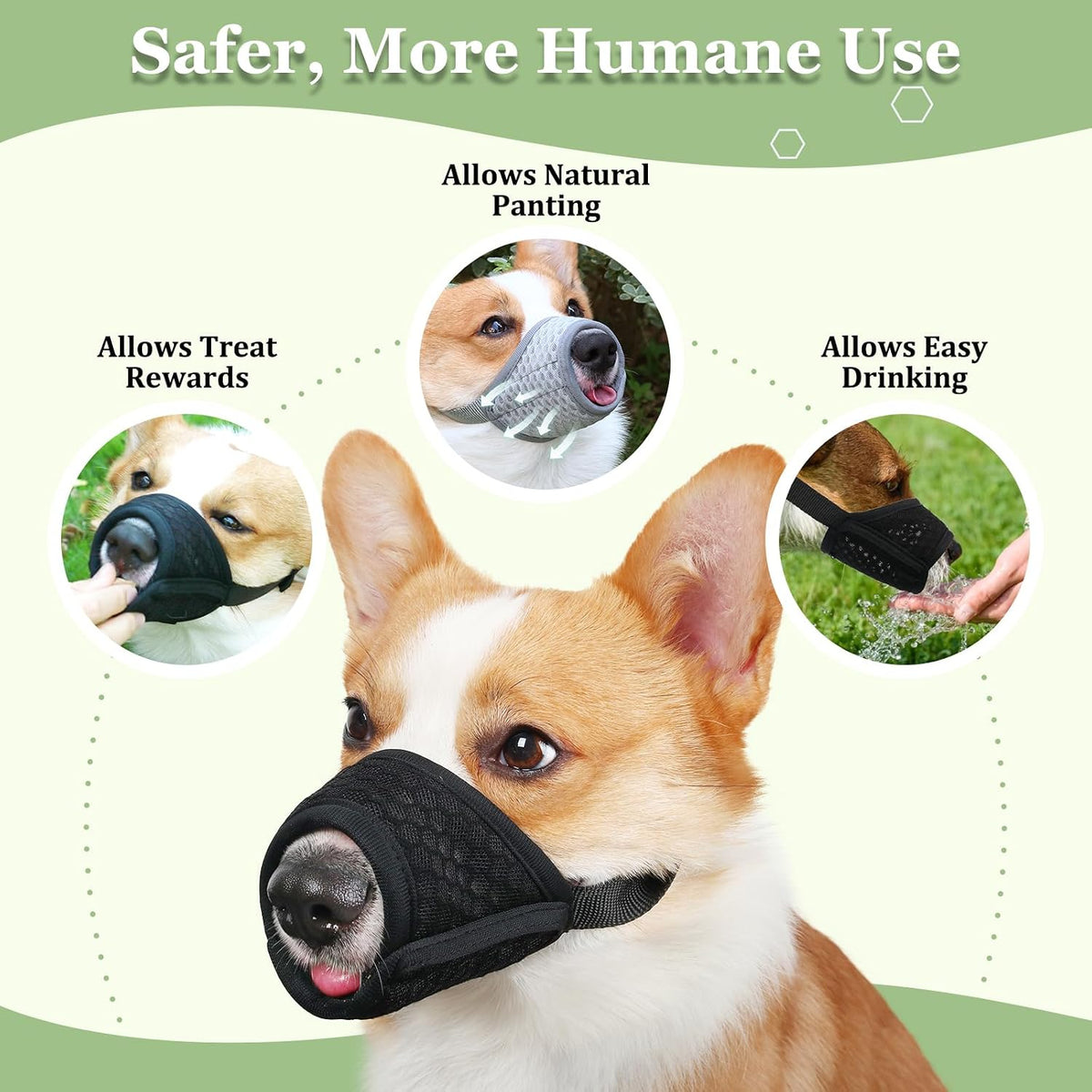 Dog Muzzle, Puppy Soft Mesh Muzzles for Grooming Biting Chewing – Essentials for Dogs - Black / XXL-(Snout 10¾”-11½”) - image 2